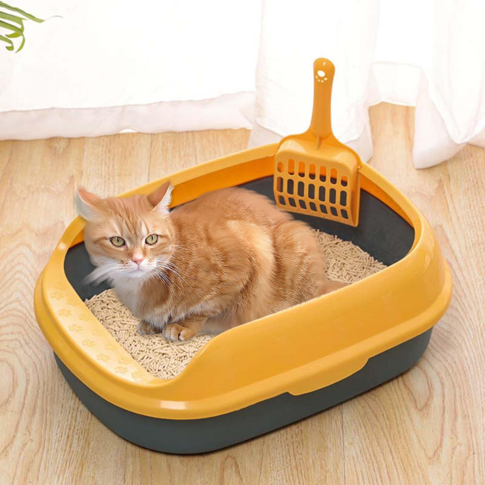 Cat Litter Box Pet Litter Tray Kitten Pan Toilet Shovel Bedpan Blue