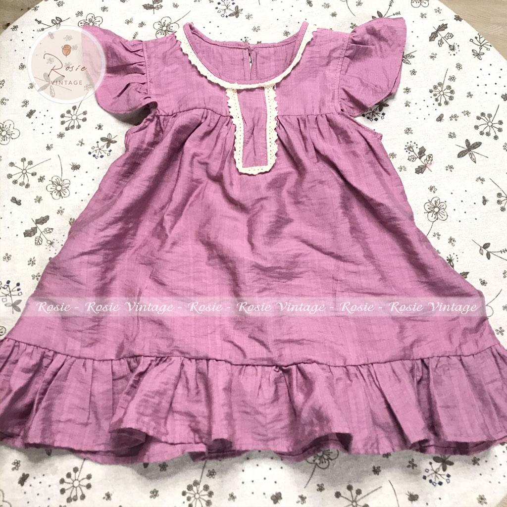 Váy cánh tiên hồng tím Pastel ROLIA Anne Dress Vintage chất vải mềm mát cho bé từ 9-38kg V32