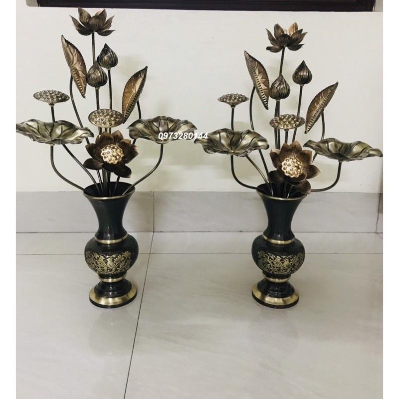 Combo 2 bó hoa sen bằng đồng giả cổ 10 cành