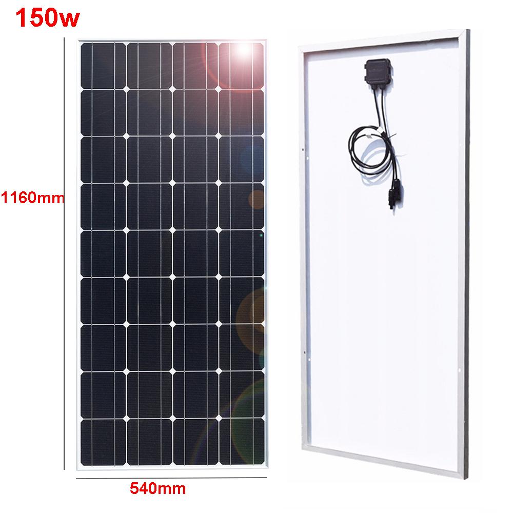 200w 160w 150w 80w tấm năng lượng mặt trời 12v thủy tinh cứng hệ thống sạc pin mặt trời đơn tinh thể cho nhà cắm trại trên mái thuyền ô tô Màu sắc: 30w 12v 10A