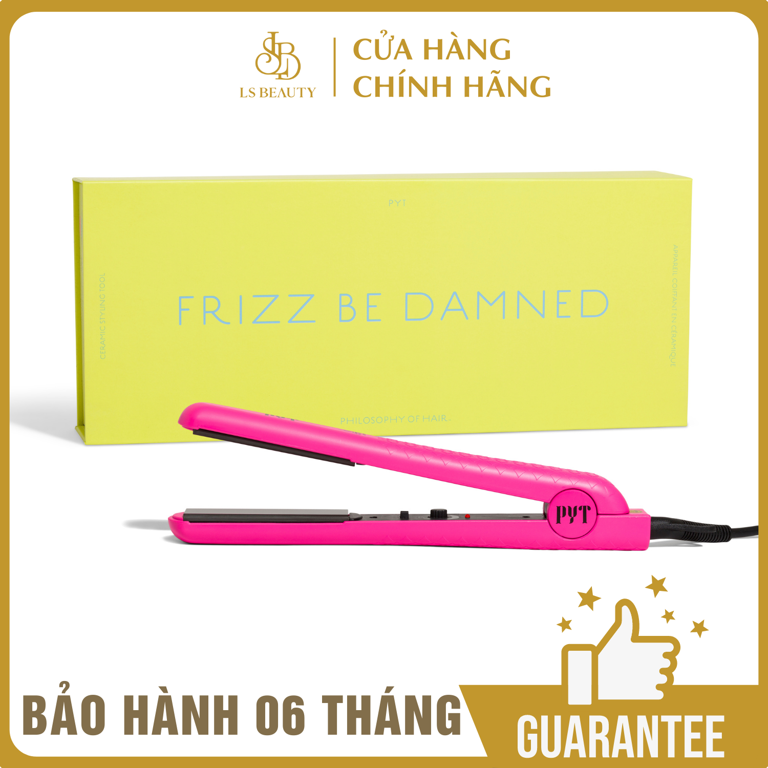 Máy Kẹp Tóc Bằng Sứ Tourmaline PYT Ceramic Styling Tool (2 trong 1) - Màu Hồng - Công Nghệ Nhiệt Hồng Ngoại Xa - Có Thể Duỗi, Uốn Lọn Hoặc Uốn Cúp