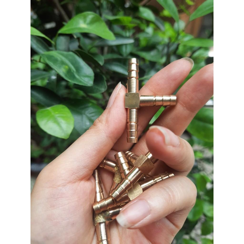 Đuôi chuột chữ T chia 3 dùng cho ống nước 6mm bằng đồng thau