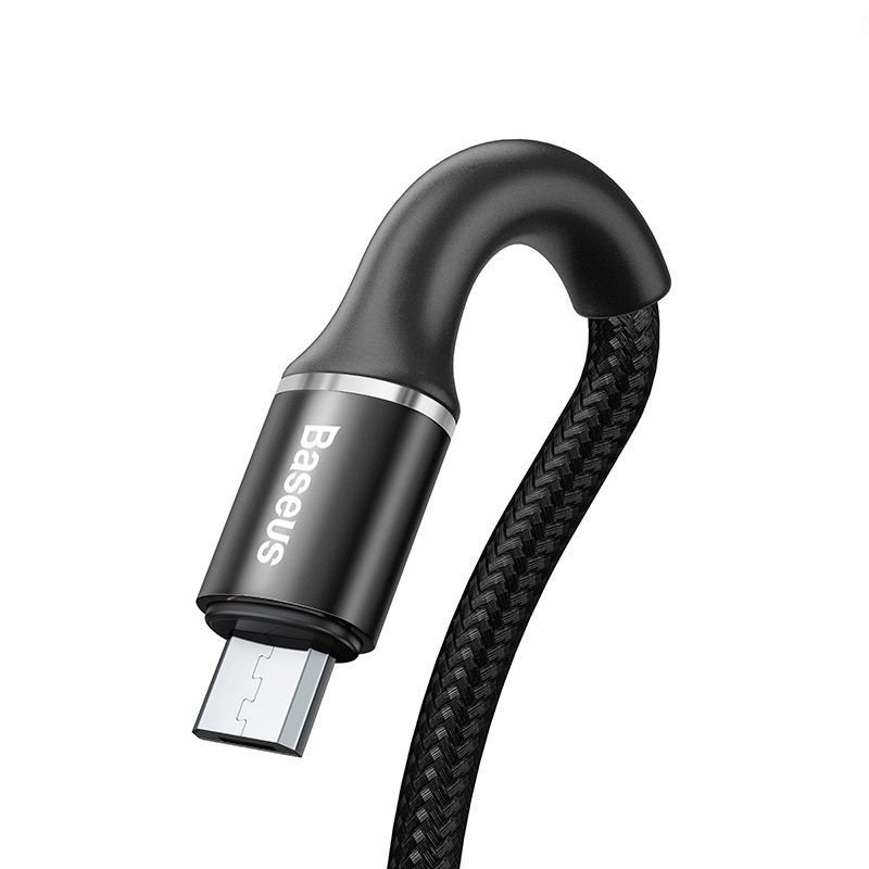 Cáp sạc nhanh Baseus Micro dây dù siêu bền tích hợp đèn Led thông minh cho Android - Hàng chính hãng