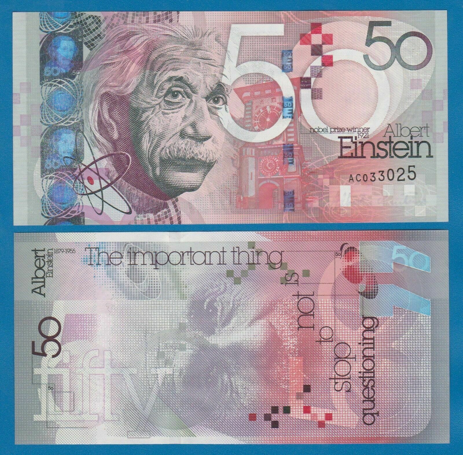 Tiền hình ảnh ông Albert Einstein được công ty De La Rue thiết kế và in ấn