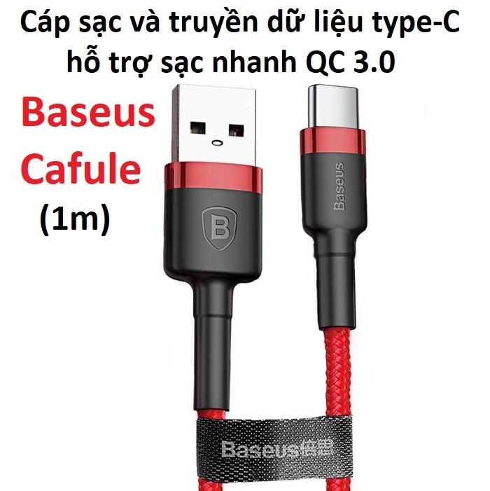 Cáp sạc type-C dòng 3A hỗ trợ QC3.0 Baseus Cafule - Màu ngẫu nhiên _Hàng chính hãng