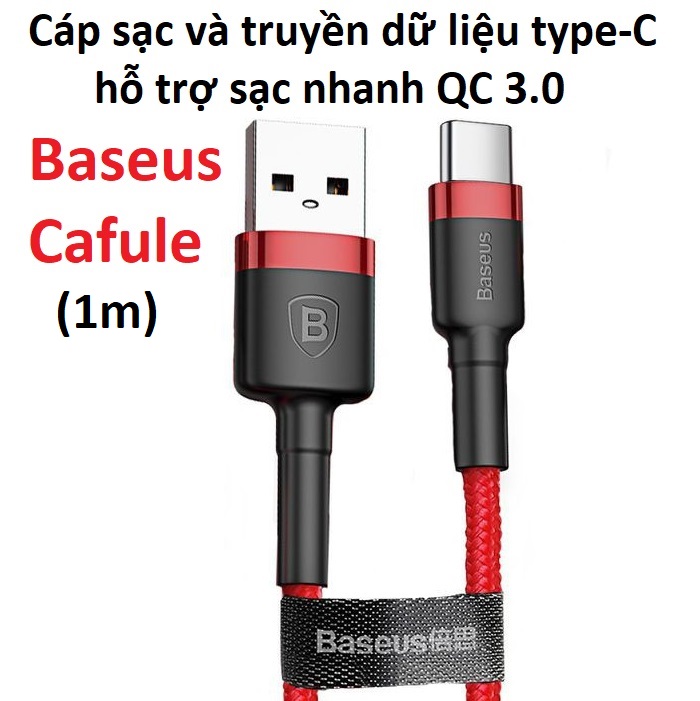 Cáp sạc type-C dòng 3A hỗ trợ QC3.0  Baseus Cafule - Màu ngẫu nhiên _Hàng chính hãng