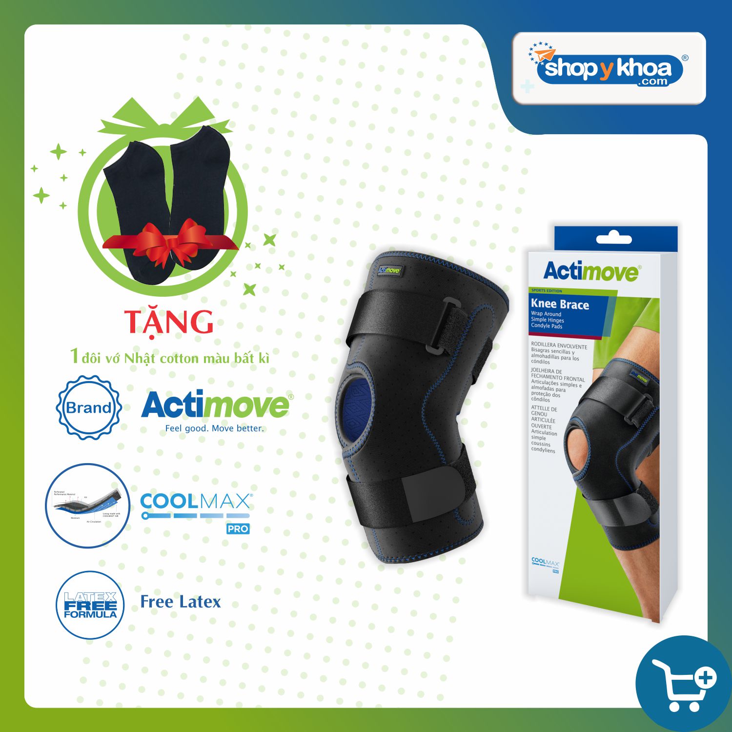 Bó gối thể thao đai dán có nẹp 75500-SPO Actimove Knee Brace