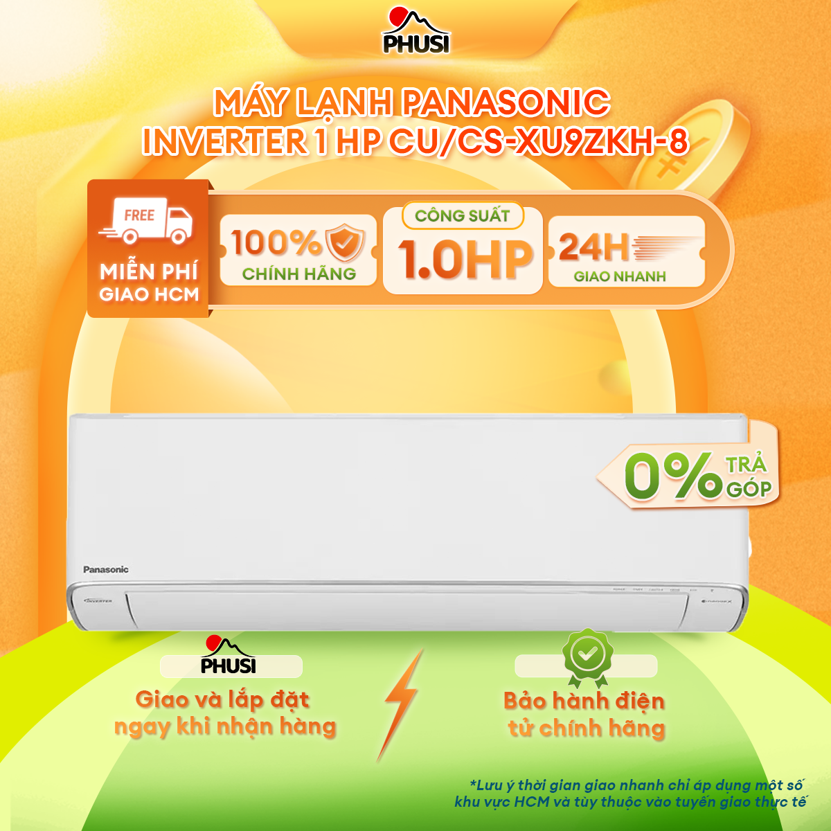 XU9ZKH-8 - Máy lạnh Panasonic Inverter 1 HP CU/CS-XU9ZKH-8 - Hàng chính hãng - Giao HCM