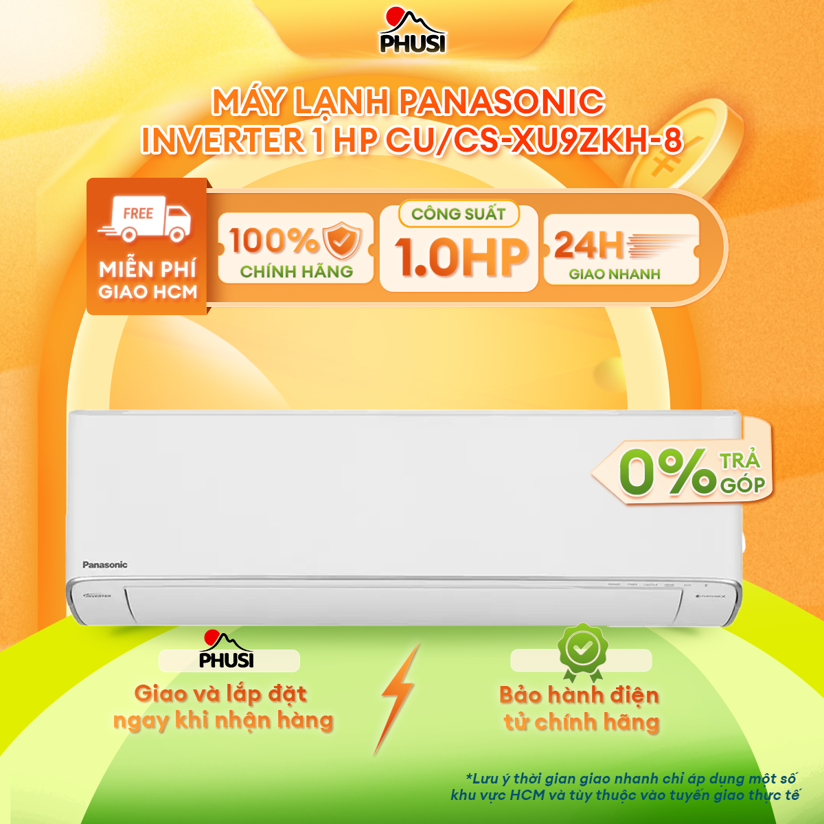Máy lạnh Panasonic Inverter 1 HP CU/CS-XU9ZKH-8 - Hàng chính hãng - Chỉ giao HCM