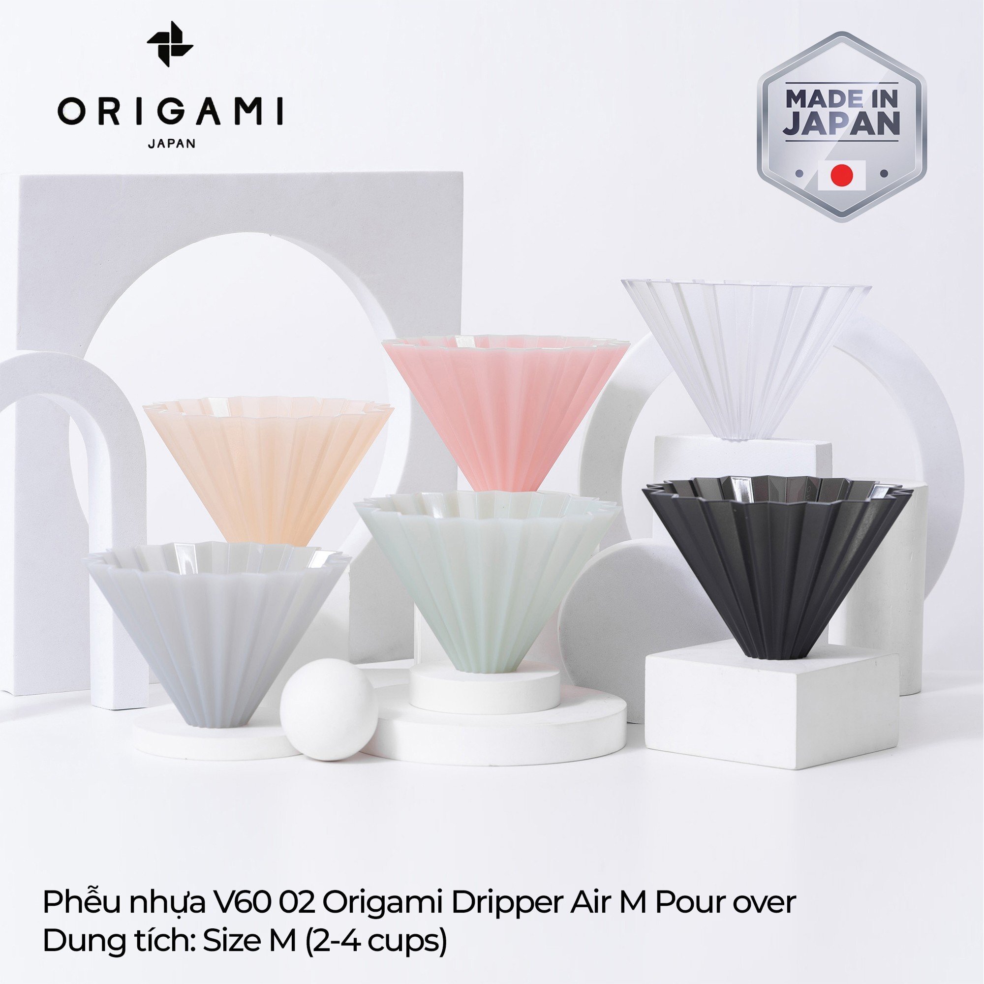 Phễu nhựa V60 02 Origami Dripper Air M Pour over