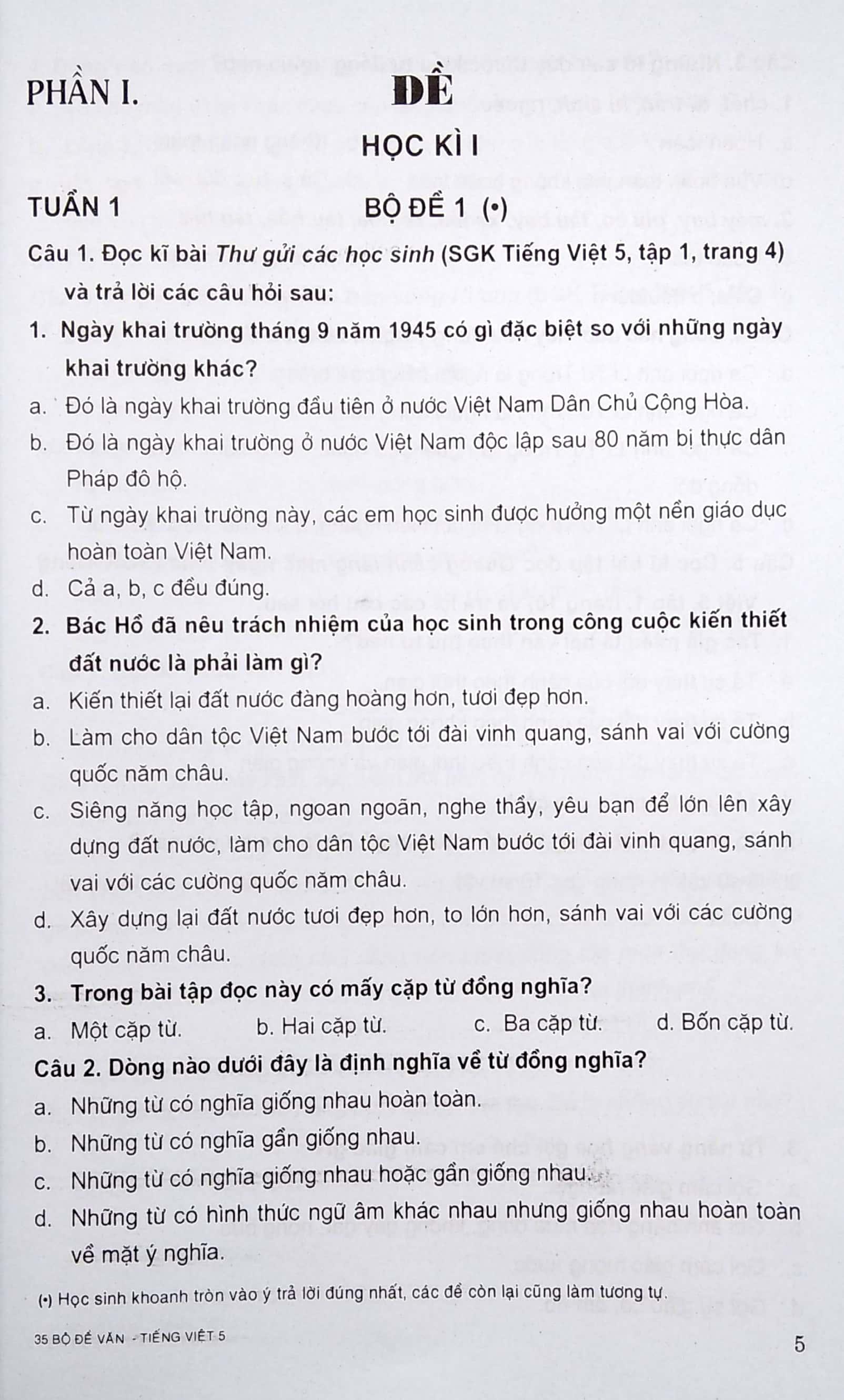 35 Bộ Đề Văn - Tiếng Việt 5 (Trắc Nghiệm Và Tự Luận)