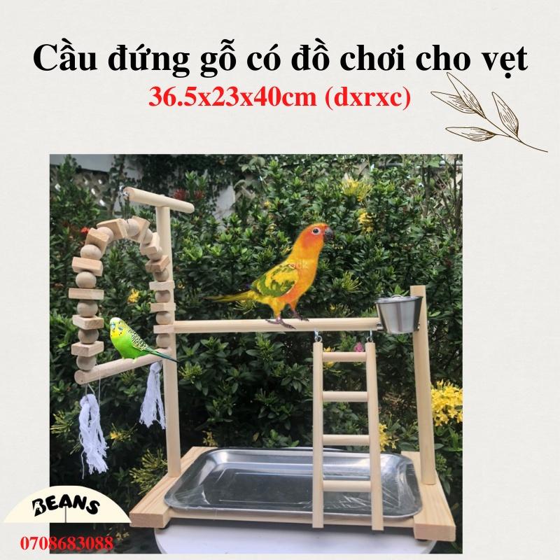 Cầu đứng gỗ cho chim, vẹt size nhỏ, và size trung 36,5cmx 23cm x40cm