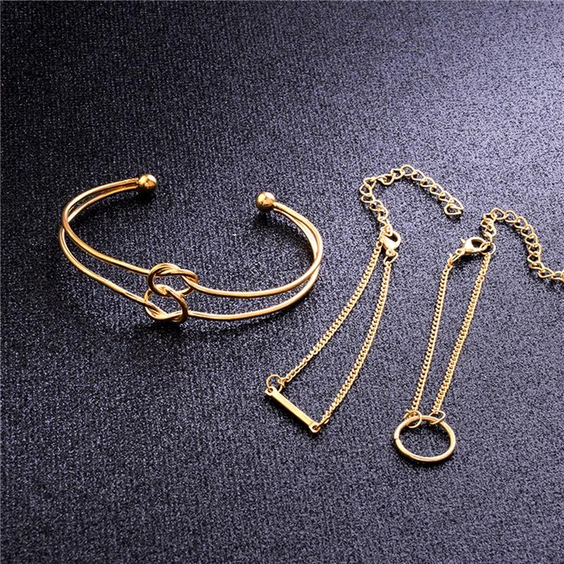 3pcs /set Simple Wind Simple Female Personality Knotted Ring Circle Diamond  Bracelet Jewelry  Bracelet