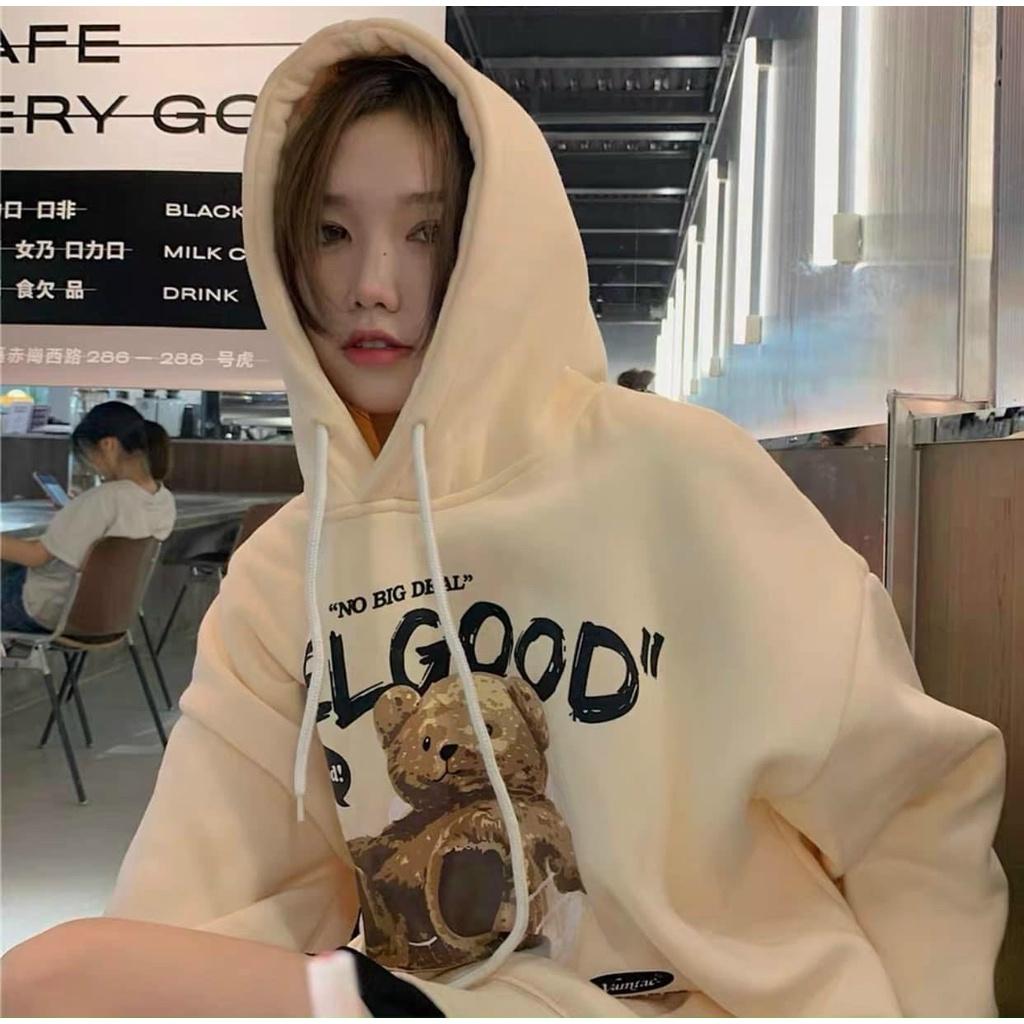 Áo Hoodie Nữ FEEL GOOD Chất Nỉ POS Cao Cấp Thiết Kế Tay Phồng Dáng Rộng Cá Tính Siêu Đẹp