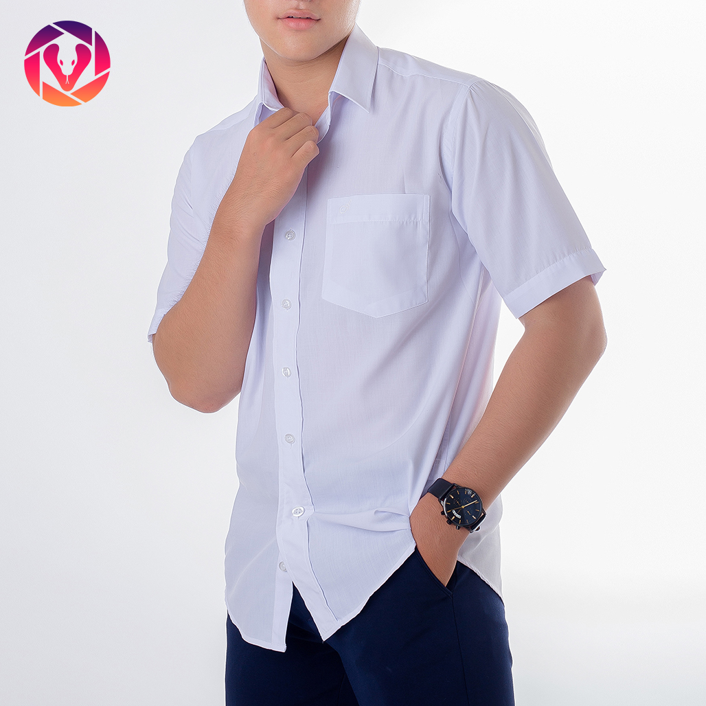 Áo sơ mi hộp, tay ngắn cho nam. vài kate silk màu trắng, form rộng, có túi, size tới 5XL