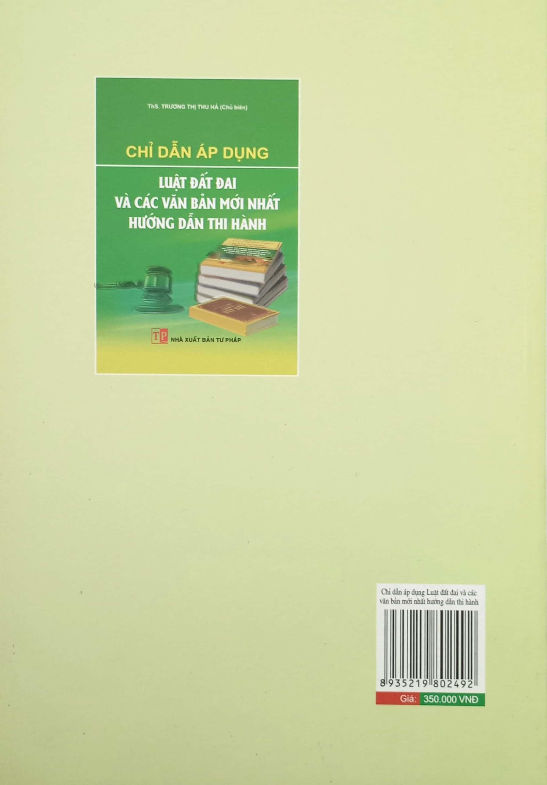 Chỉ Dẫn Áp Dụng Luật Đất Đai Và Các Văn Bản Hướng Dân Thi Hành