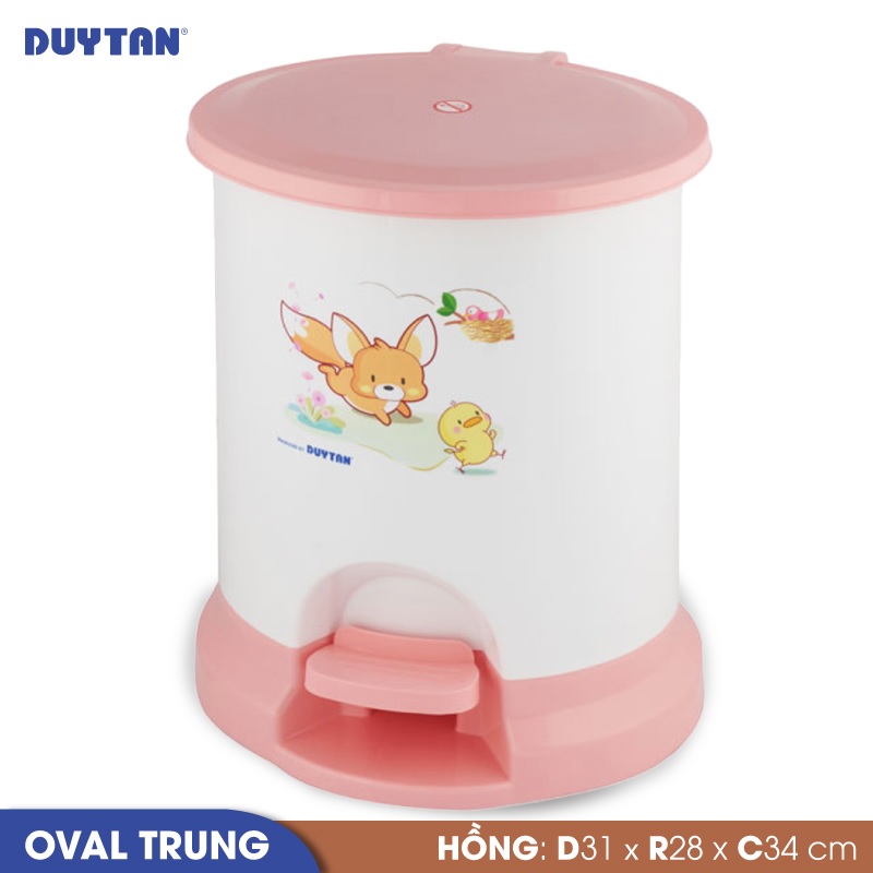 Thùng rác oval trung nhựa Duy Tân (31 x 28 x 34 cm) - 21875 - Giao màu ngẫu nhiên - Hàng chính hãng