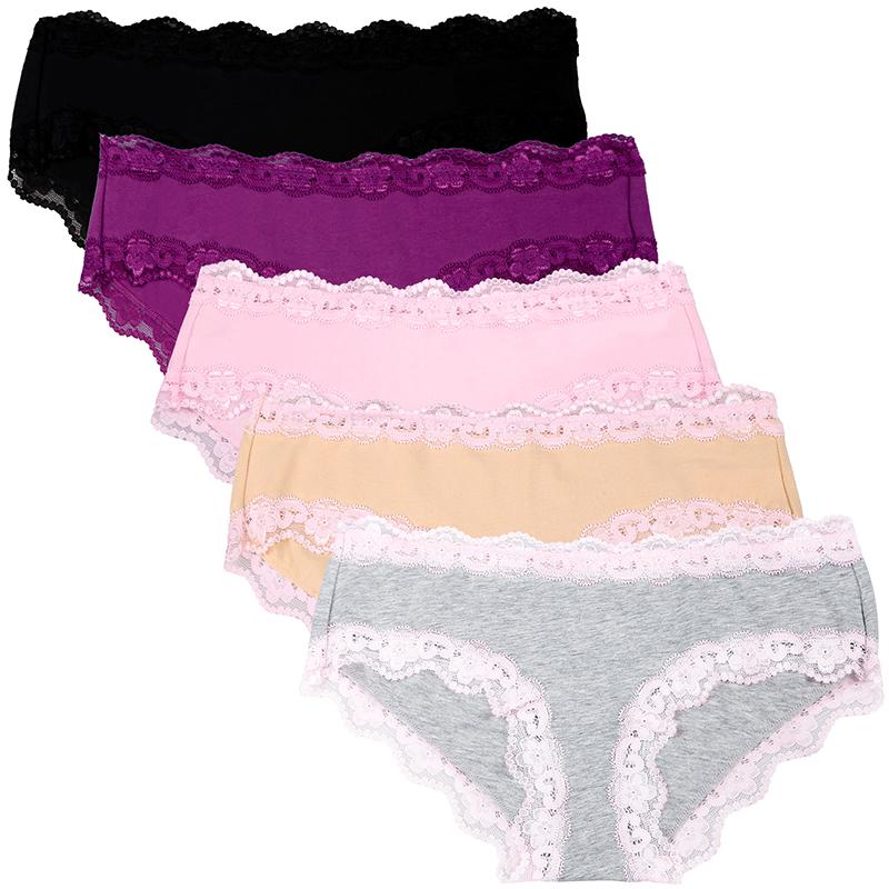 Đồ Lót Nữ, Quần Lót Bộ 5 Cái/lốc Cotton Nữ Quần Đùi Mềm Mại Thoải Mái Gợi Cảm Quần Lót Màu Lót Ren Nữ