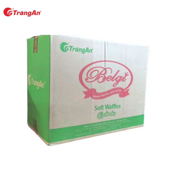 Thùng 12 Hộp Bánh Belgi Trứng Sữa Mềm Vị Cốm Dừa 322g