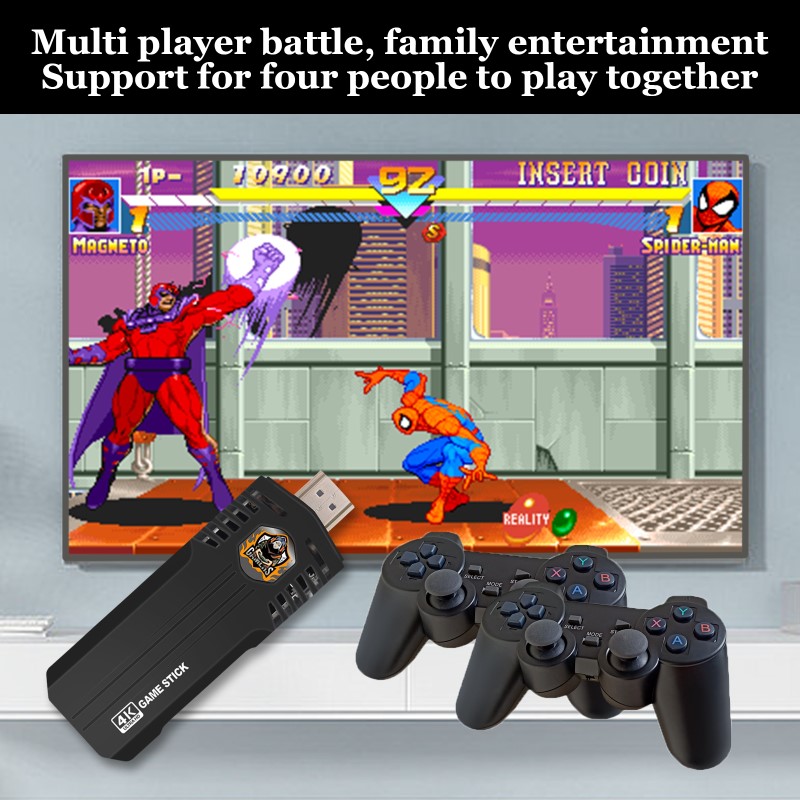 Bộ Máy Retro Gamestick X2 64G 2 tay cầm kết nối HDMI cho màn hình Tivi máy chiếu hàng nhập khẩu