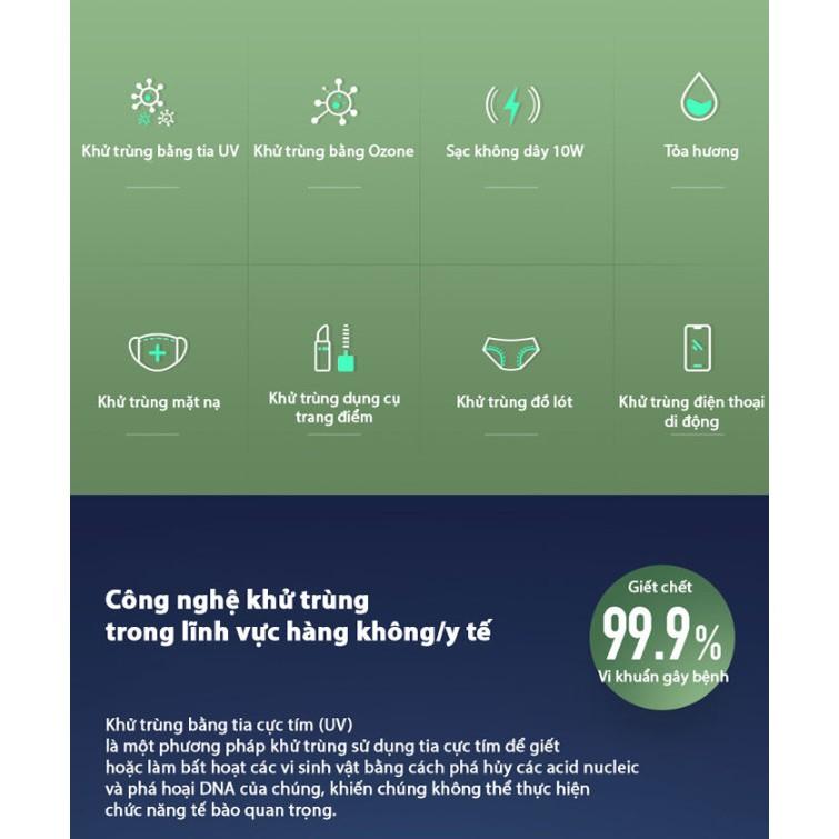 Hộp khử khuẩn đa năng UV Ozone kiêm sạc nhanh không dây 10W