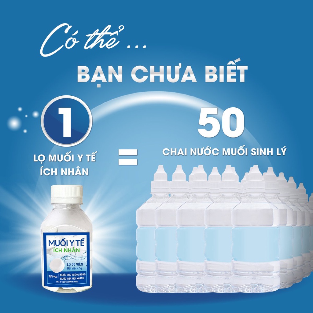 [Chính Hãng + FreeShip] Viên Muối Ích Nhân Sát Khuẩn Mũi Họng Và Vi Khuẩn, Virut An Toàn Tiện Lợi (Lọ 50v)