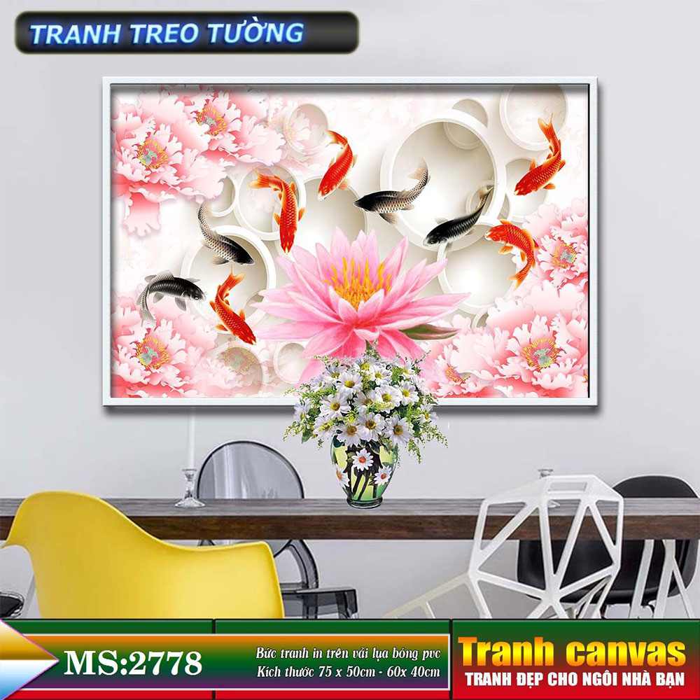 Tranh treo tường phòng khách, phòng ngủ - Cửu ngư quần hội-2778L3