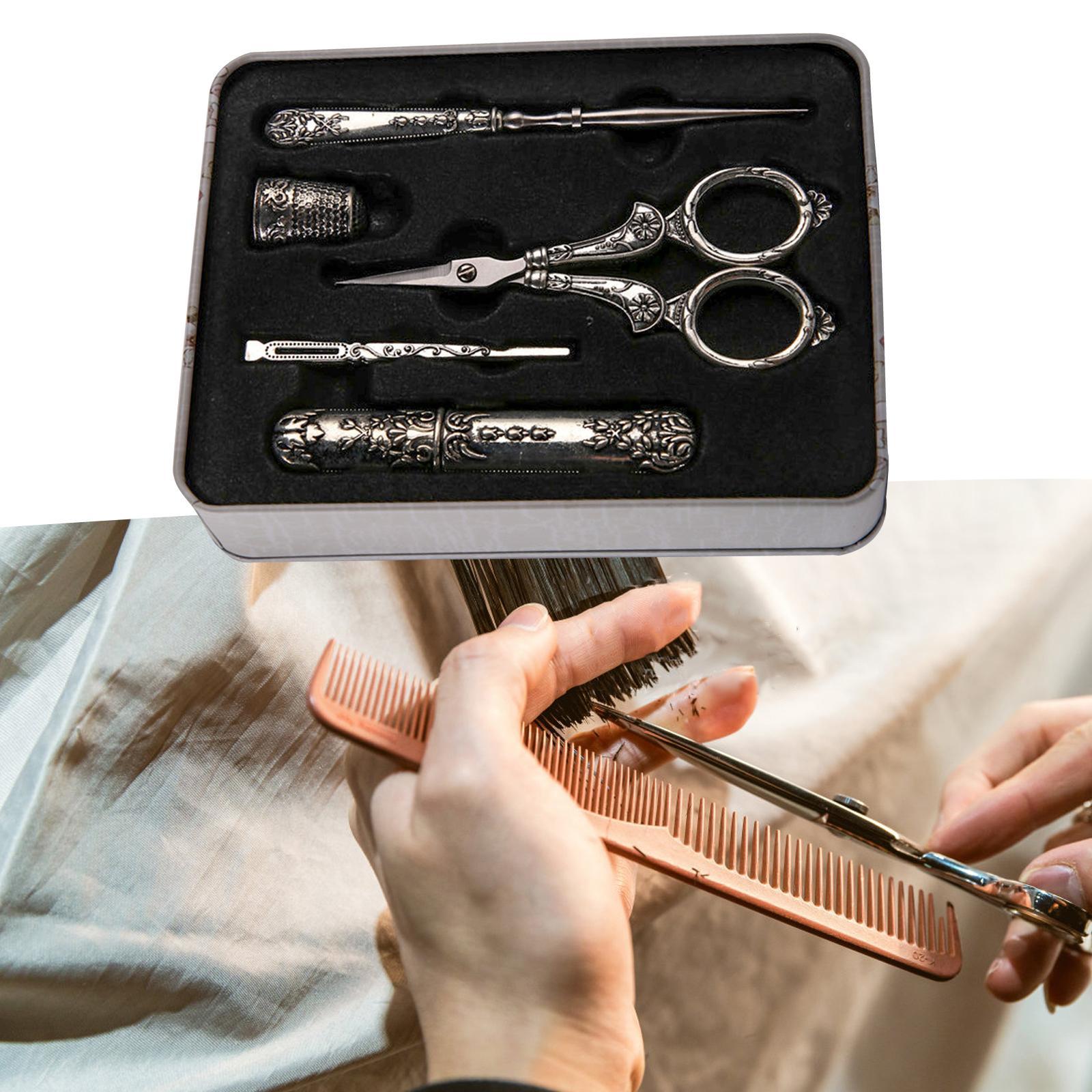 Embroidery Scissors  European Style Sewing Scissors Portable Metal Lightweight Awl Threader Antique Style Sewing Tools for Craft Supplies