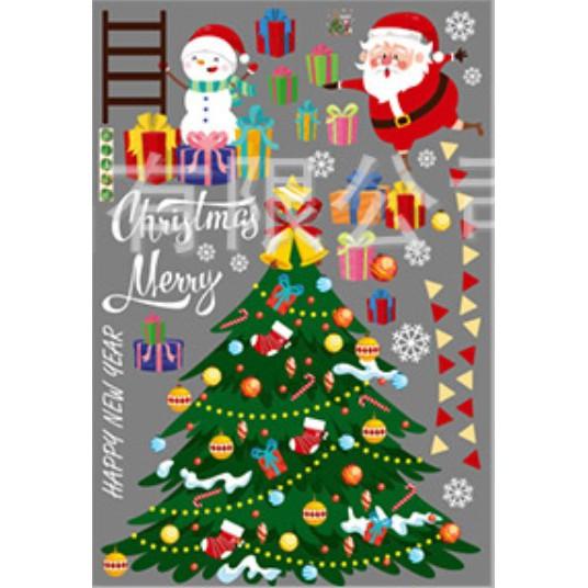 Decal trang trí giáng sinh ông già noel và người tuyết trang trí cây thông .