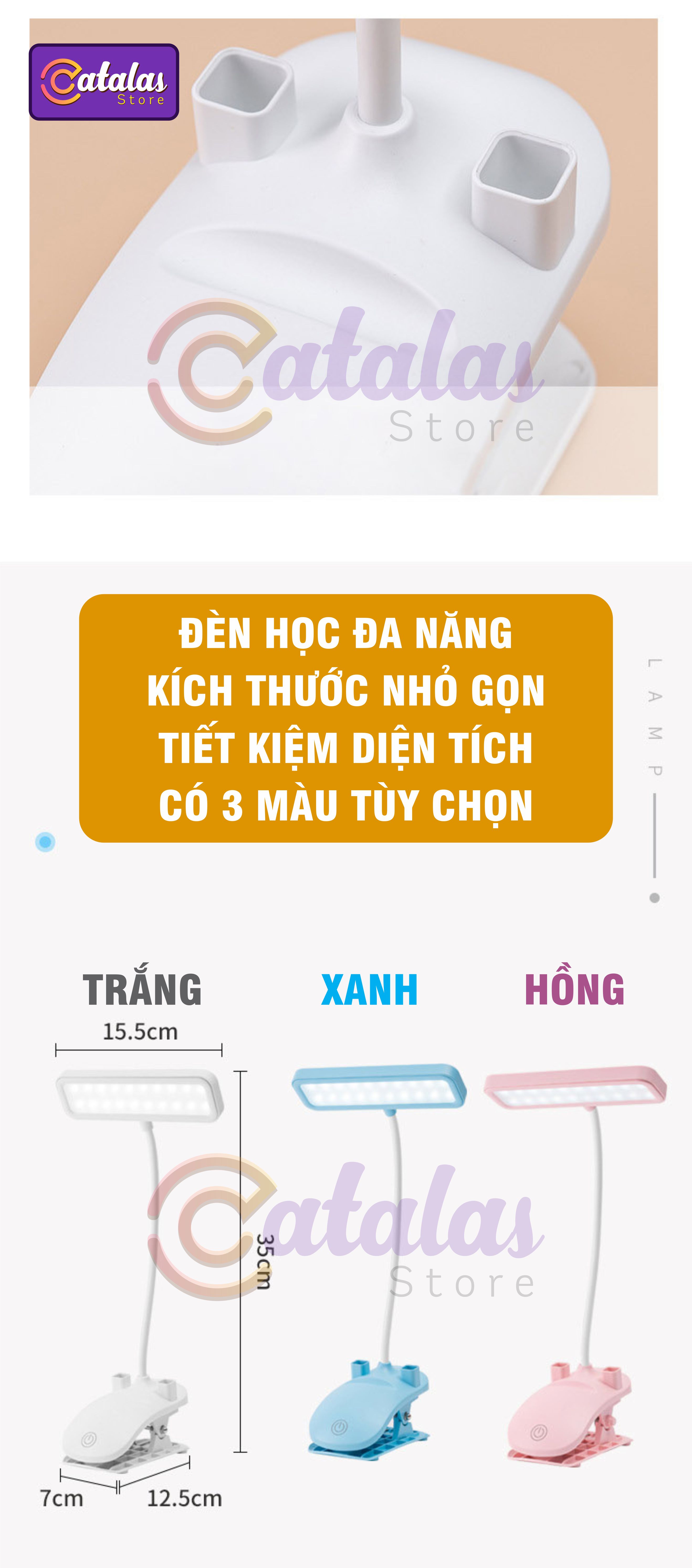 Đèn bàn học, đèn đọc sách K25, đèn làm việc, đèn kẹp chống cận thị, ba chế độ sáng bảo vệ mắt, có pin sạc USB