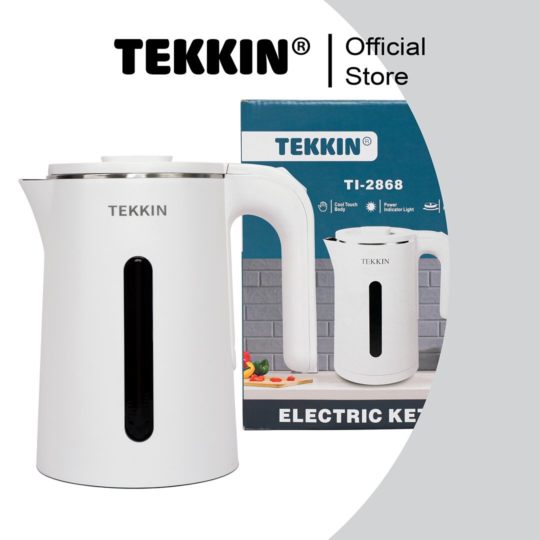 Ấm siêu tốc tự ngắt TEKKIN TI-2845 dung tích lớn 2.3L (dung tích sử dụng 1.8L) 2 lớp công suất 1500W bảo hành 12 tháng - hàng chính hãng