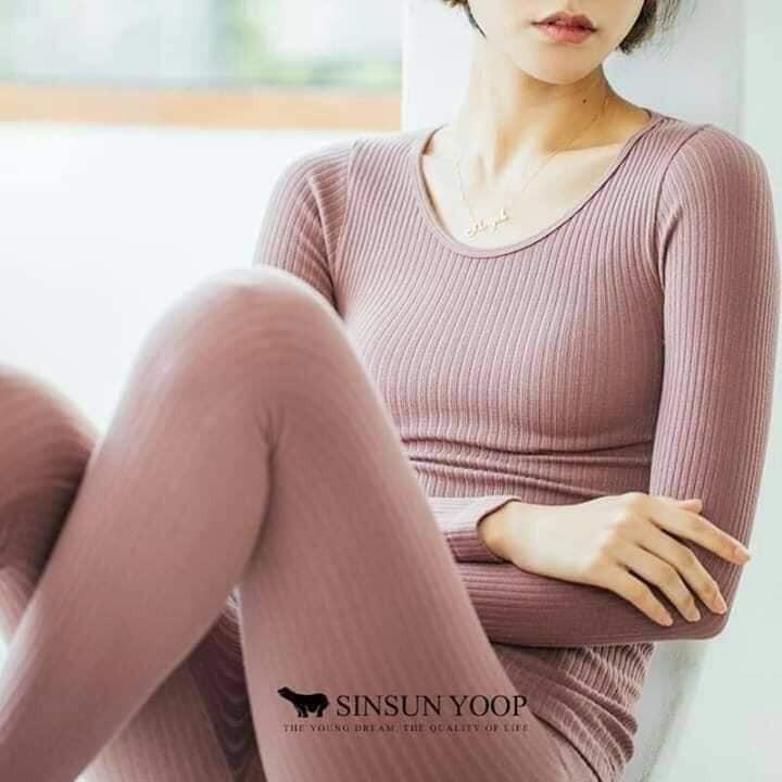 Bộ giữ nhiệt nữ len tăm