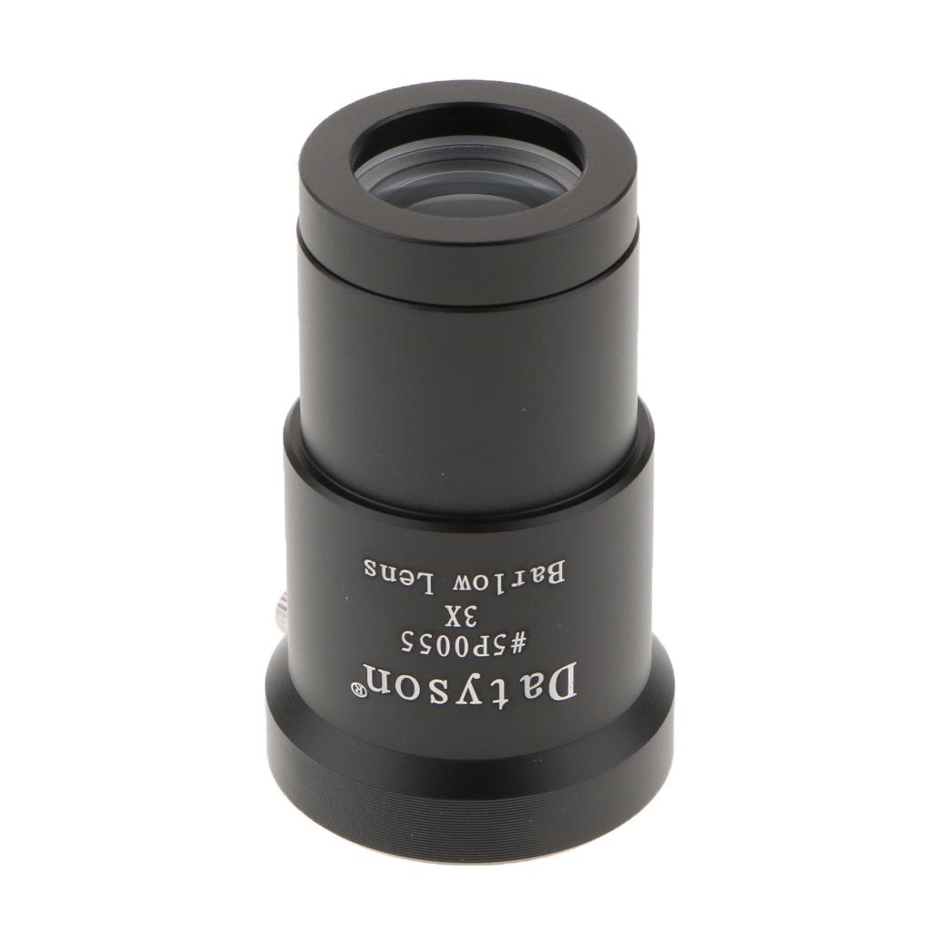 1.25" 3X Magnification Barlow Lens Metal Design for Telescope Eyepiece Black