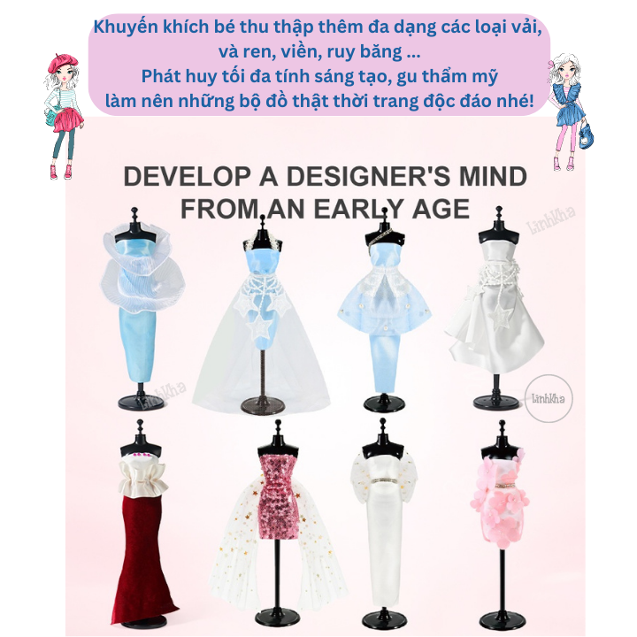 Đồ Chơi Thiết Kế Thời Trang Cho Bé May Váy Đầm An Toàn Không Dùng Kim - Mideer Clothing Design House Diy Fashion