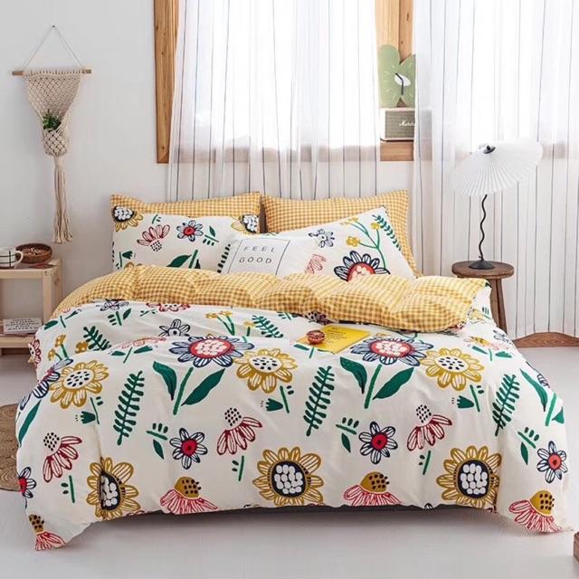 Set Cotton Living Hàng Nhập Khẩu Cao Cấp 4 Món Trong BST hello Summer Mẫu Hoa Vàng