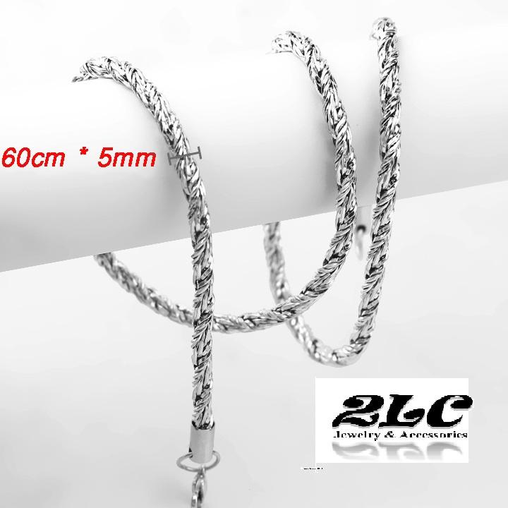 DÂY CHUYỀN INOX NAM KIỂU XOẮN MÀU TRẮNG THÉP KHÔNG GỈ