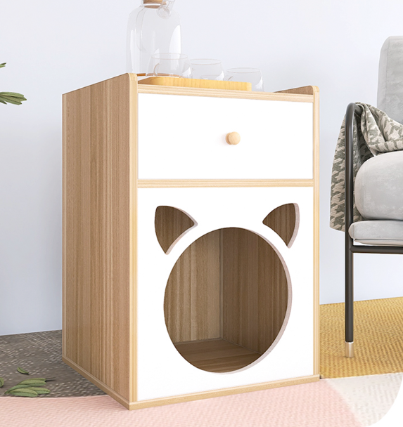 Tab đầu giường Juno Sofa Chất Lượng kết hợp Cat box màu trắng có chân