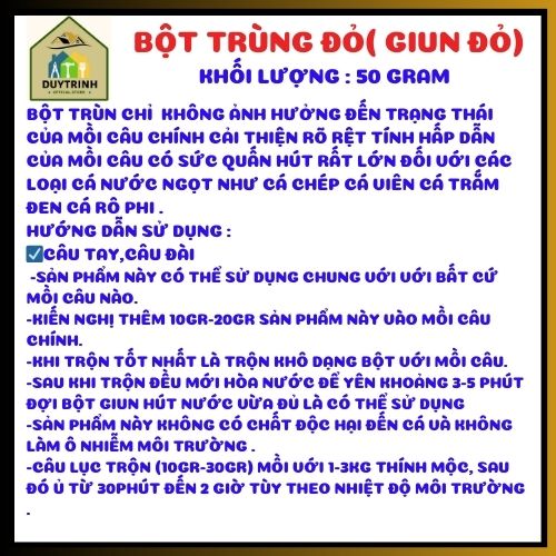 Mồi câu trùn chỉ đỏ CÂU RÔ PHI, CHÉP, DIẾC, mồi câu cá