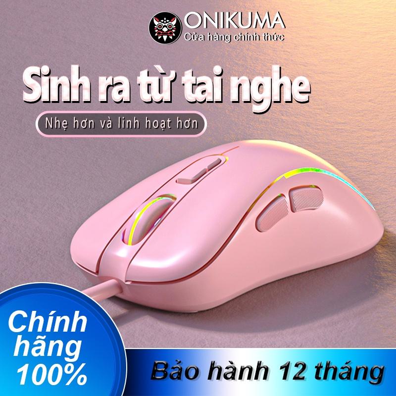 Chuột chơi game có dây ONIKUMA CW907 màu hồng với đèn RGB [Hàng chính hãng]