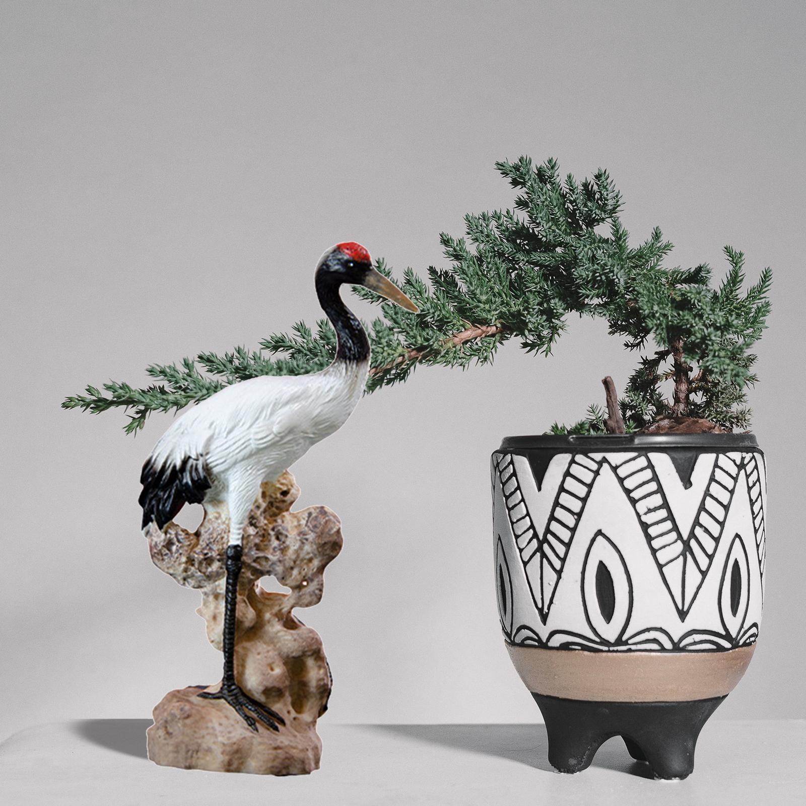 3Pcs Statues Crane Chic Gift Collectibles for Living Room Balcony Bonsai