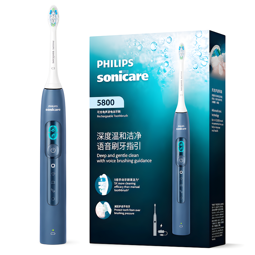 Philips Sonicare 5800 HX5681 Bàn Chải Đánh Răng Điện Sóng Âm Làm Sạch Sâu Bảo Vệ Nướu Chính Hãng