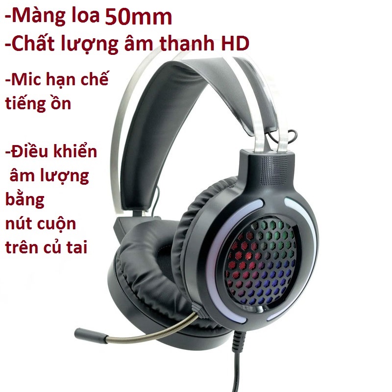 Tai nghe chụp tai Gaming có đèn LED 2 chân cắm 3.5mm  cho máy tính hoco ESD03 - Hàng chính hãng