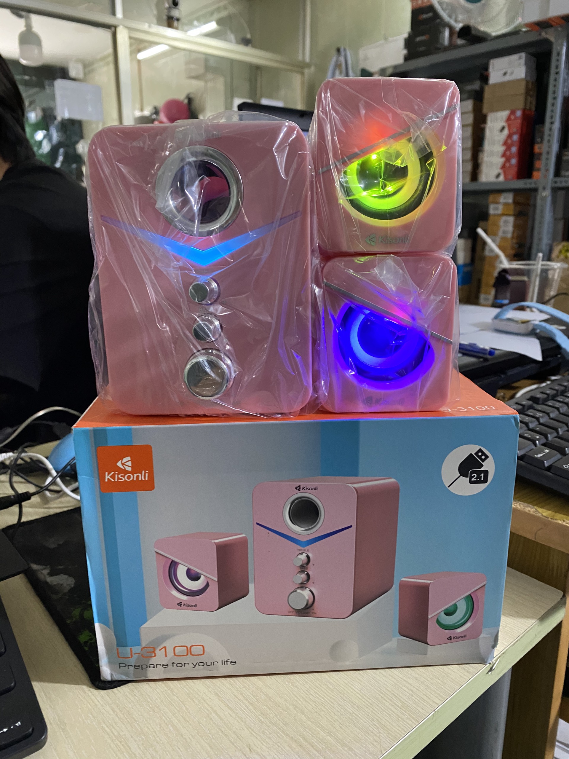 Loa 2.1 Kisonli U-3100 Pink LED - HÀNG CHÍNH HÃNG
