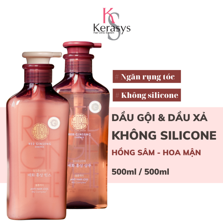 Dầu gội/ xả Kerasys Salon Hồng Sâm Và Hoa Mận Ngăn Ngừa Rụng Tóc và Làm Phồng tóc  Hàn Quốc 600ml