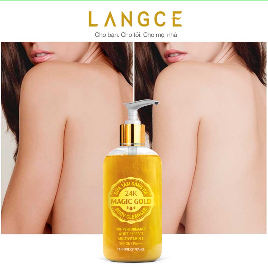 SỮA TẮM GEL 24K SÁNG DA DƯỠNG ẨM MỀM MỊN HƯƠNG NƯỚC HOA 250ml LANGCE