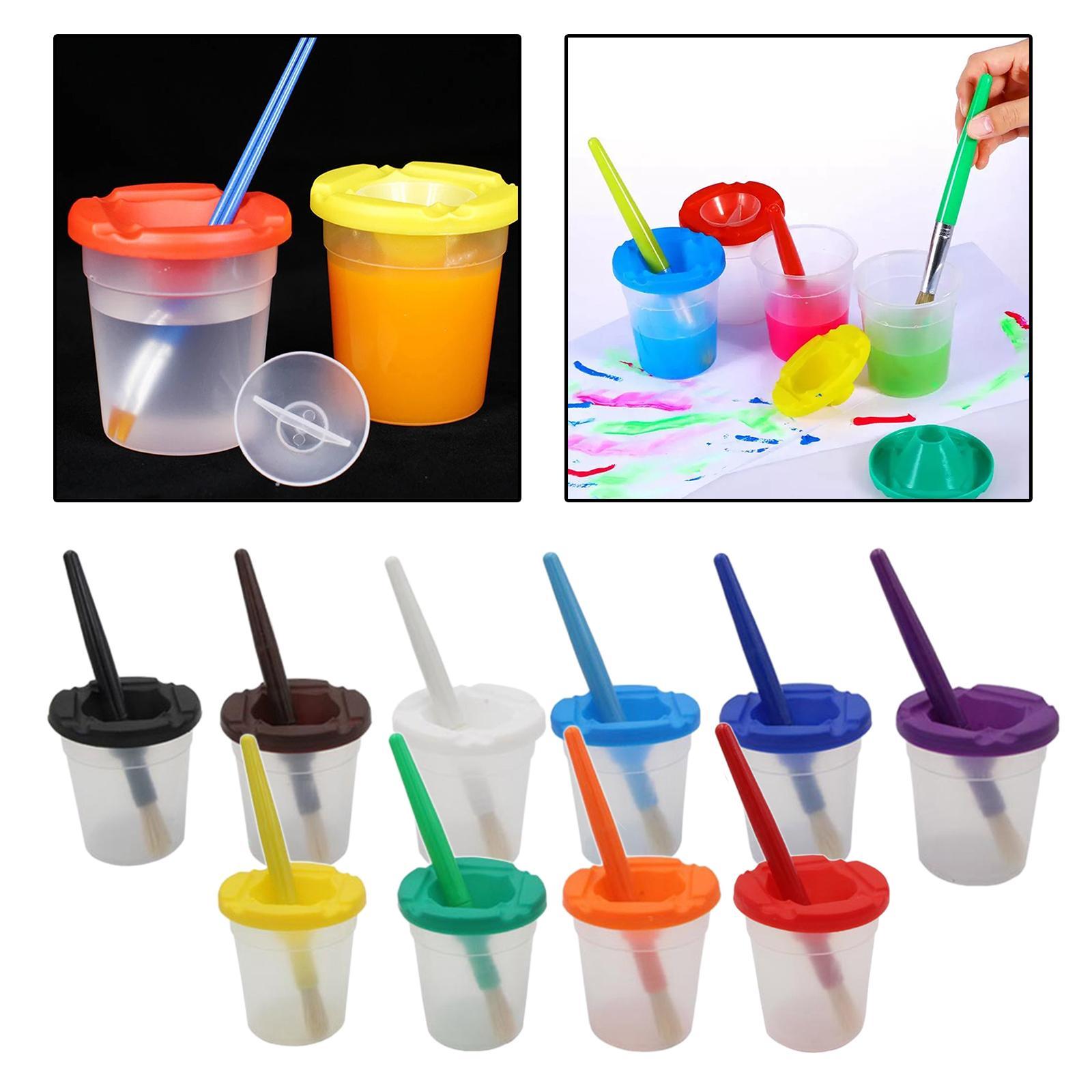 10 Pieces   Paint Cups and Assorted Colored Brush