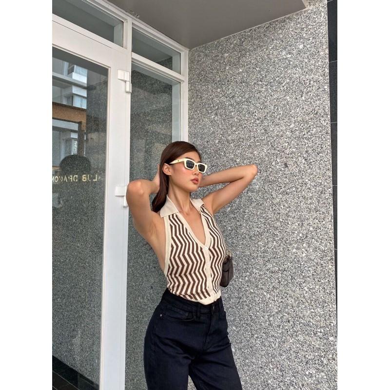 Áo yếm gile cổ bẻ