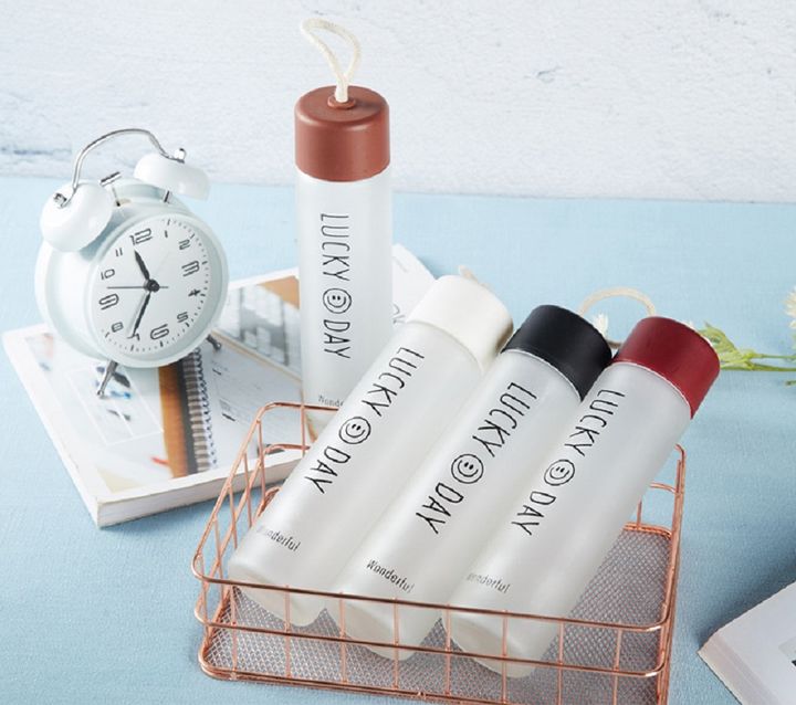 Bình Nước Thủy Tinh Lucky Day Nhiều Màu Xinh Dung Tích 350Ml