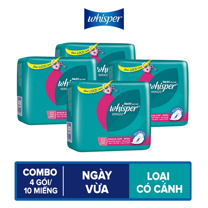 Combo 4 Băng vệ sinh Whisper Ngày vừa 10 Miếng