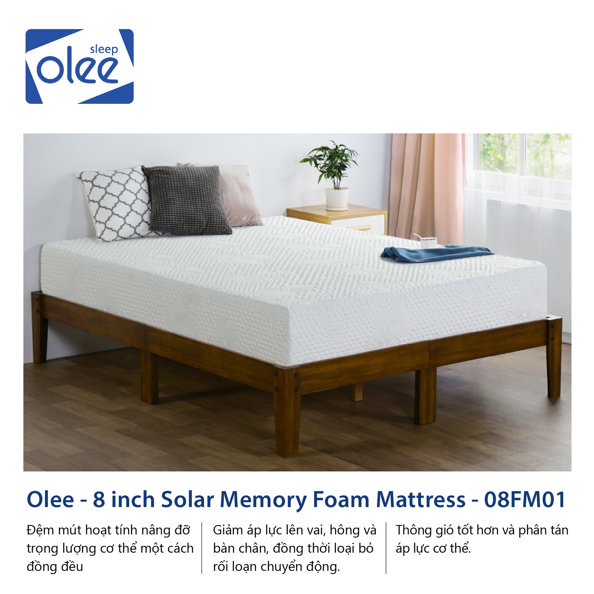 Nệm OleeSleep Memory Foam 8 inch-08FM01